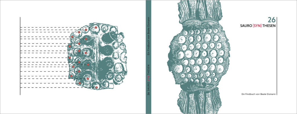 „26 SAURO[SYN]THESEN“, Umschlug des Buchs mit aktuellen Arbeiten von Beate Eismann, 2025